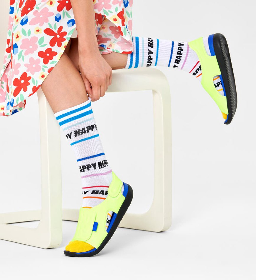 Chaussette Happy Socks Happy Line Thin Crew | ALG-4841742