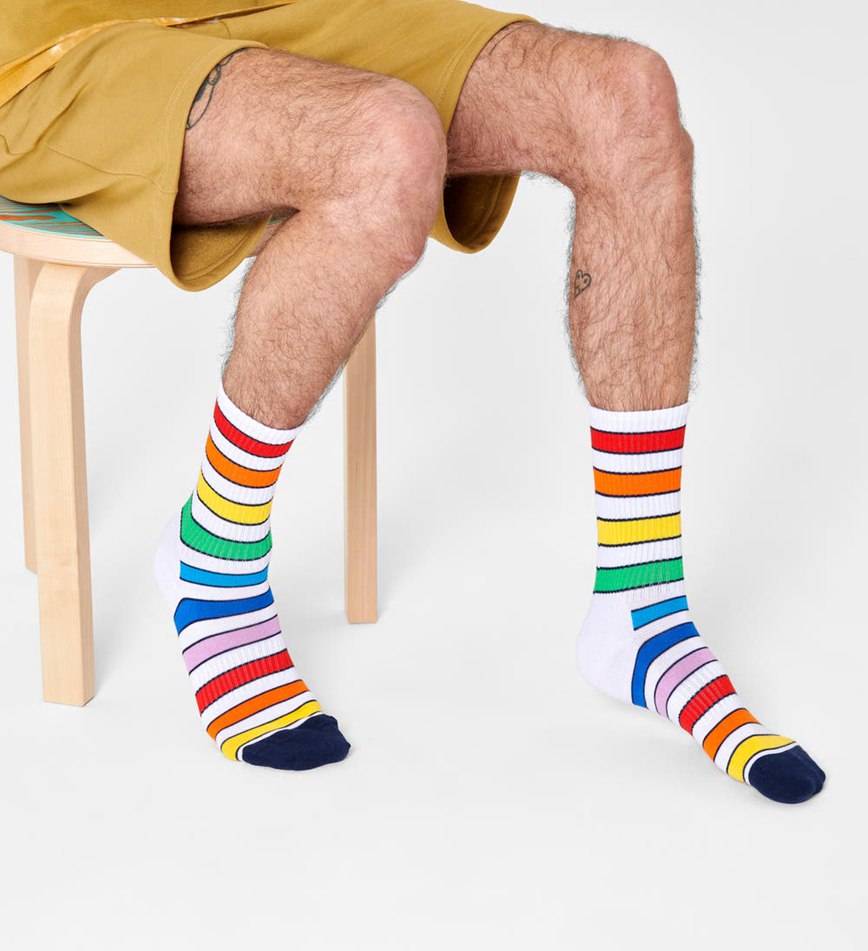 Chaussette Happy Socks Multi Stripe 3/4 Crew | FHG-0284361