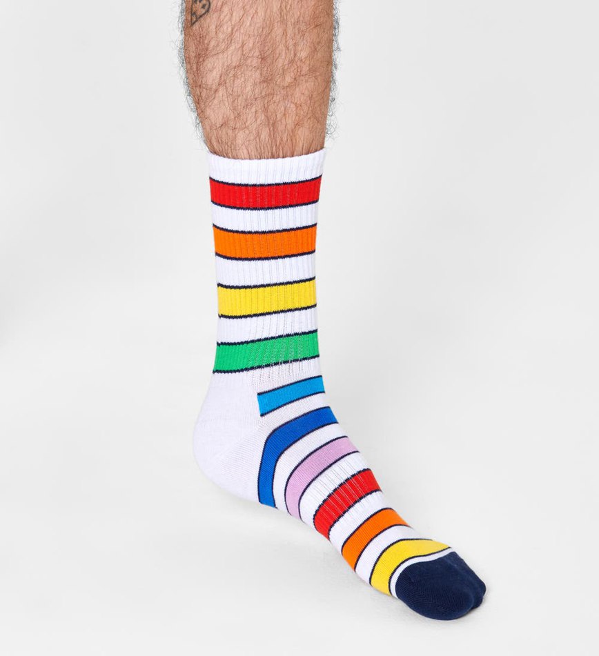 Chaussette Happy Socks Multi Stripe 3/4 Crew | FHG-0284361