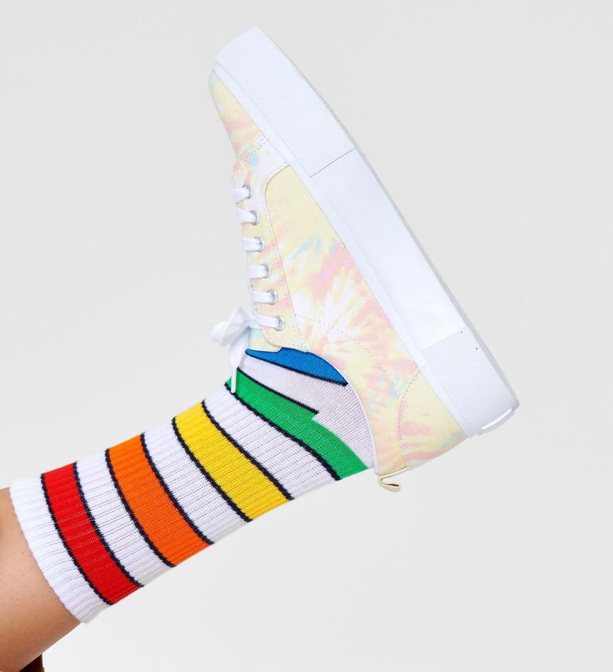 Chaussette Happy Socks Multi Stripe 3/4 Crew | FHG-0284361