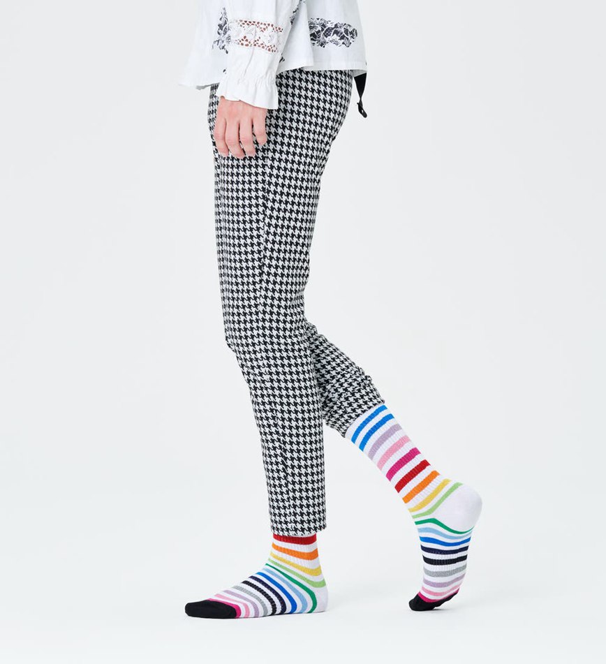 Chaussette Happy Socks Rainbow Stripe 3/4 Crew | YTD-9411939