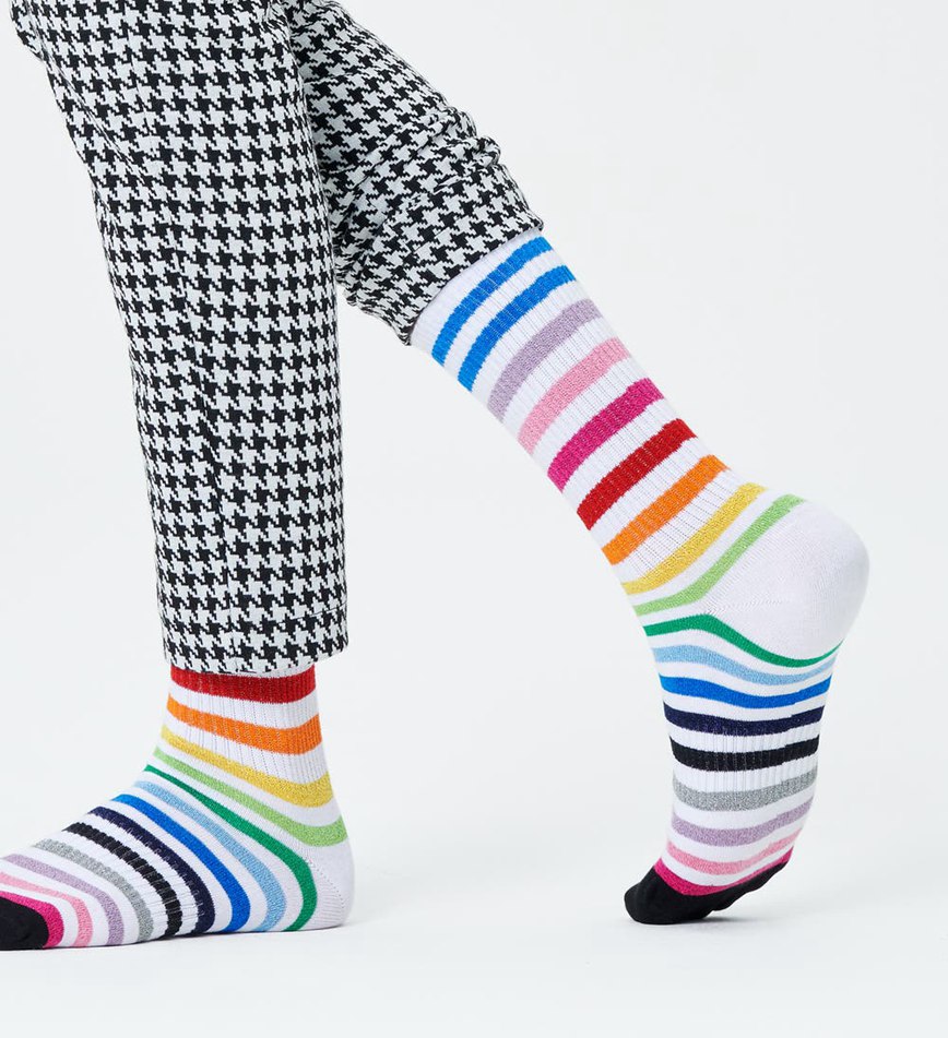 Chaussette Happy Socks Rainbow Stripe 3/4 Crew | YTD-9411939