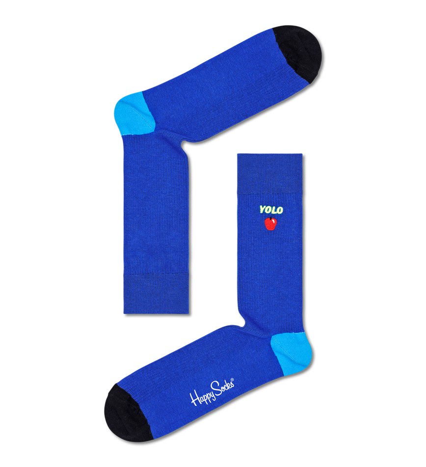 Chaussette Happy Socks Ribbed Embroidery Yolo | OWA-8919027