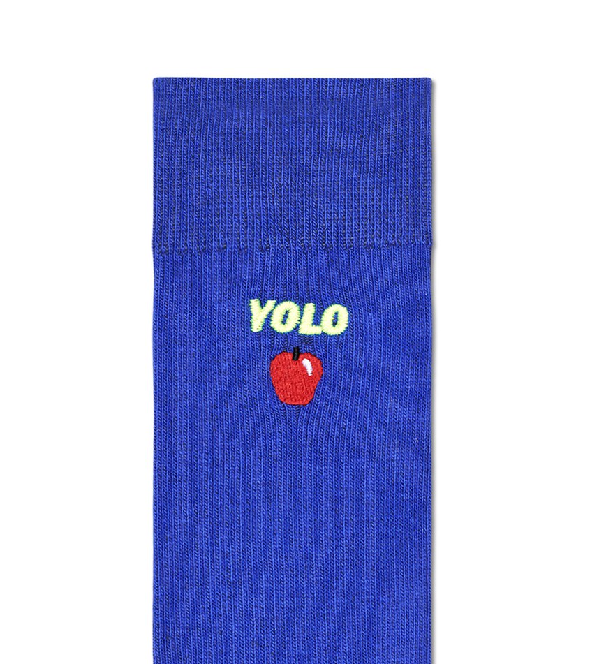 Chaussette Happy Socks Ribbed Embroidery Yolo | OWA-8919027